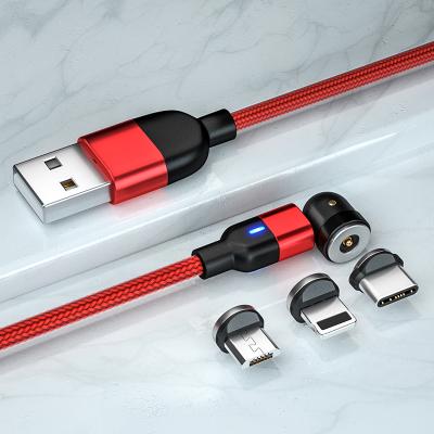 China MP3/MP4 Player Charger Cable 540 Magnetic Rotation Led Type C Micro Usb Magnetic Charging Cable for sale