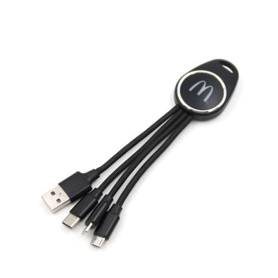 China Yijiashishang Factory Price Of MP3/MP4 Player 3in1 Braided LED Cable Charging Logo Promotion Gift Lighting for sale