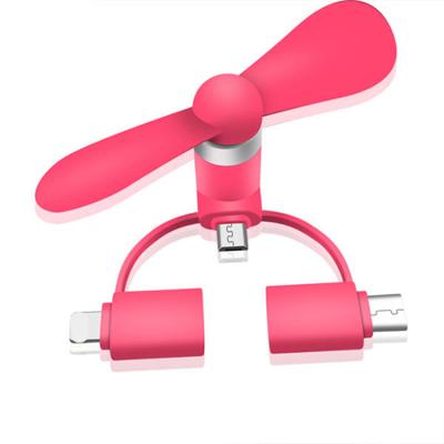 China High Efficiency Portable 3 in 1 Mini USB Fan Cell Phone Fan for Type C, iPhone/iPad and Android Micro USB Phone for sale