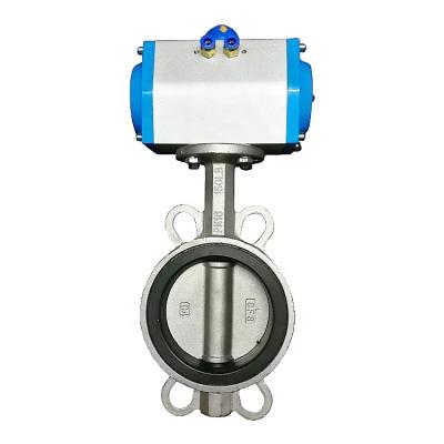 China DN100 Wafer Type 304 Stainless Steel Pneumatic General 4in Butterfly Actuators Control Valve for sale