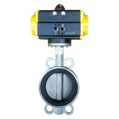 China General 4in DN100 Acting Double Seat Cast Iron Pneumatic Actuator Rubber Wafer Type Butterfly Valve for sale