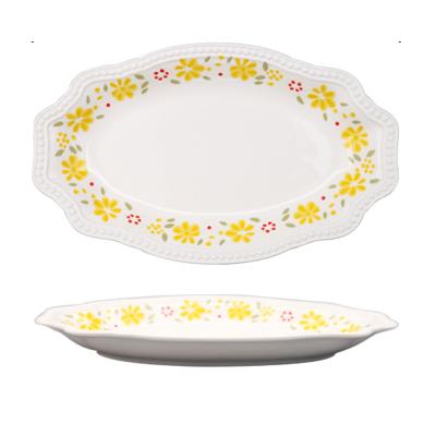 China Viable 12 inch splints highest quality restaurant dinner plate ceramic french romantic embossed tableware for sale