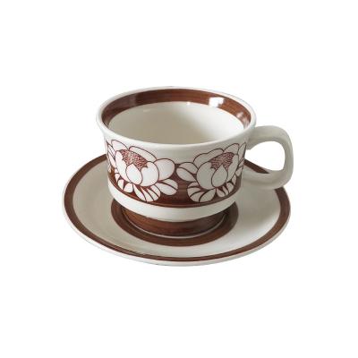 China Viable Ceramic Exquisite Japanese Retro Coffee Cup And Saucer Set Water Cup Milk Jug Afternoon Tea Cups Dish Small for sale