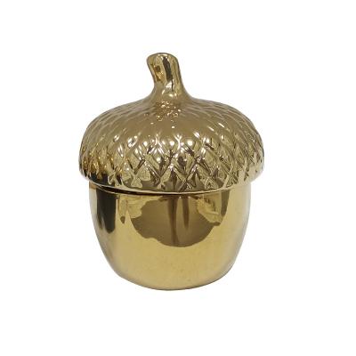 China European Style Manufacturer Well Made Pine Cone Seal Jar Shape Gold Plated Food Storage Jar for sale