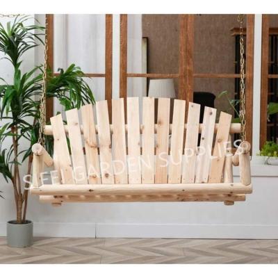 China Double Seat Outdoor Swing Porch Furniture Weather Garden Swing Wooden Patio Swing for sale