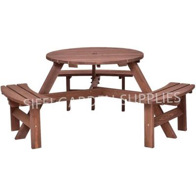 China Waterproof Outdoor Tables 6 Seats Wooden Dining Table Garden Chairs for sale