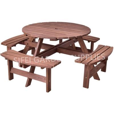 China Waterproof 8 Seats Garden Outdoor Table Picnic Table And Chair Set for sale