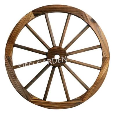 China Unfinished Wooden Wheels Garden Decoration Yard Decor for sale