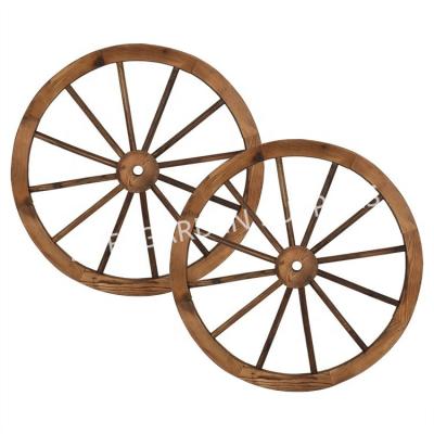 China Wholesale 2 Wooden Wheels Garden Decoration Home Decor Set for sale