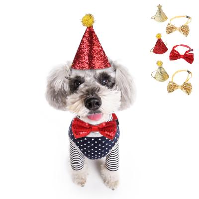 China Viable Factory Wholesale Pet Supplies Teddy Dog Cat Tie Bow Hat Pet Party Birthday Hat for sale