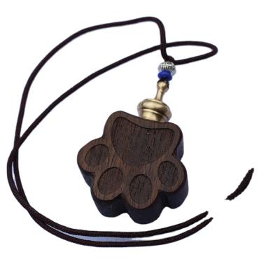 China Coffin Viable Cinerary Necklace Pet Paw Print Black Walnut Cat Dog Hair Pendant Necklace Pendant for sale