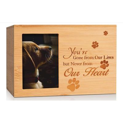 China Viable Can Put Pet Memorial Cremation Casket Pet Cat Dog Casket Photo Ashes Collection Wooden Cinerary Casket for sale