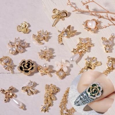 China New Manicure Zircon Zircon Spring Zircon Ornament Bowknot Ornament Bear Pearl Internet Flower Butterfly Pendant Red Chain Diamond for sale