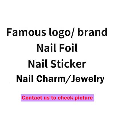 China Trendy Popular Design Brand Logo Transfer Foil Nail Stickers Nail Charns Luxury Jewelry for sale