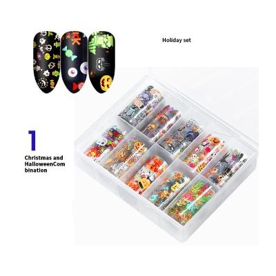 China Eco-friendly Halloween Nail Star Sticker Set Nail Sticker Transfer Paper Christmas Nail Sticker for sale