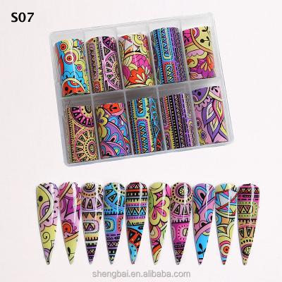 China 2021 Eco-friendly Latest Colorful Painting Beauty Nail Art Decoration Nail Sticker Nail Transfer Foil for sale