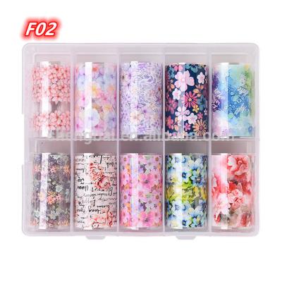 China Fashionable Hot Sale 3D Flower Design Nail Art Decoration Mixed Colorful Nail Art Transfer Foil for sale