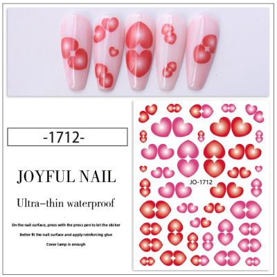 China Popular Online Nail Stickers Eco-friendly Strawberry Love Bow Nail Paper Stickers 2022 New Spring Rose Plaid Decals for sale