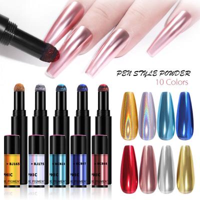 China Easy Apply Multi Color OM Pastel For Nail Art Decoration Nail Powder Pen Aurora Design Air Cushion Pen Nail Glitter for sale