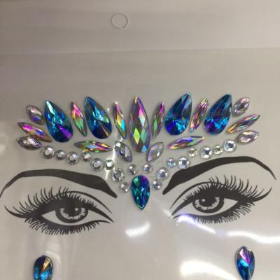 China Easy Apply Face Sticker Eyebrow Sticker Diamond Carnival Sticker Masquerade Face Decorative Diamond for sale