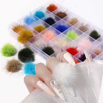 China Easy apply fluffy ball nail accessories ball set of new magnet border removable 3D nail ball nail accessories for sale