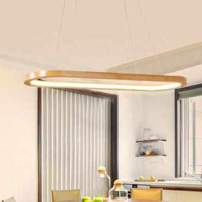 China China Factory OEM 33w 41w Ring Modern Modern Wood Ring Circle Living Room Kitchen Led Hanging Pendant Light for sale