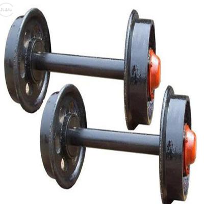 China Mining Or Ore Railway Cart Wheel Set Sales Steel Car Railway Cart Applied Vehicle Axles Wheel Assembly for sale