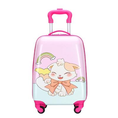 China 2020 Wholesale 18 Inch ABS Kids Cute Cartoon Baby Trolley Bag 4 PC Wheels for sale