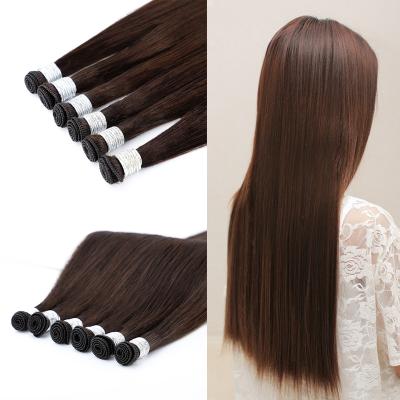 China Silky Straight Wave Virgin European Raw Hand Tied Hair Extension Remy Handtied Human Hair Weft Weft Sale for sale