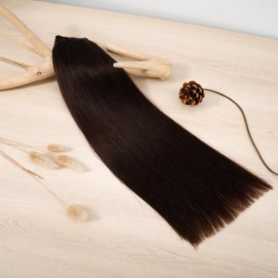 China Remy Soft Hand Tied Weft Double Wave Silky Straight Hair Extension Human Cuticle Hand Tied Hair Bundles Vendors for sale