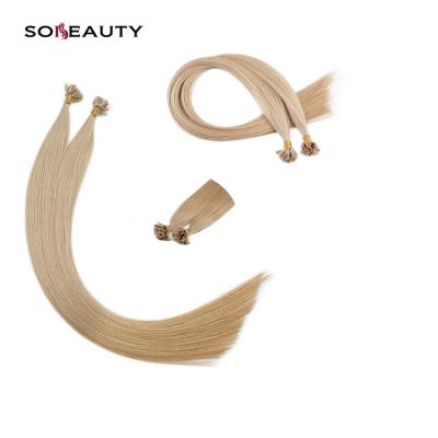 China Pre Bonded Tip Pulled Remy Virgin Human Hair Silky Straight Double U Wave Extension for sale