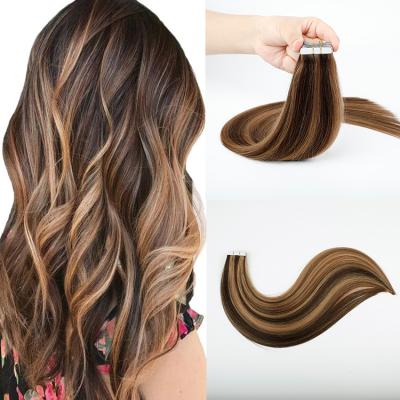 China Good Quality Russian Silky Straight Wave Ombre Tape In Hair Extensions Cuticle Intace Tape Ins Extension for sale