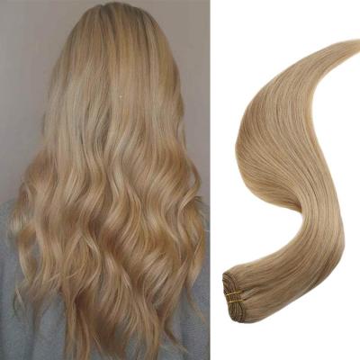 China Factory Wholesale Silky Straight Wave Cuticle Aligned 100% Human Remy Hair Double Drawn Weaving Machine Virgin Hair Weft for sale