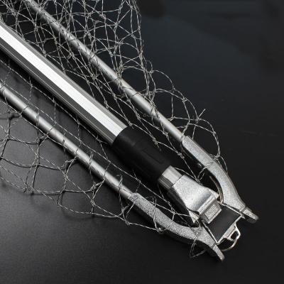 China The net is long racket string fishing net aluminum alloy pole triangular folding telescopic fish landing net for sale