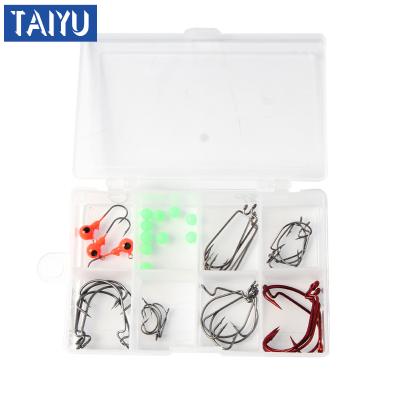 China 43pcs Fish Hook Assorted Box Fishing Tackle Hook Set 12*8*3cm for sale