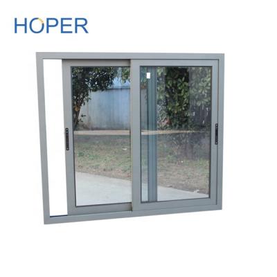 China Sliding impact resistant double tempered glass aluminum sliding windows with lowe tinted glass for sale