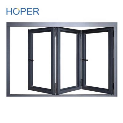 China Modern Design Australian Aluminum Restaurant Standard Folding Double Folding Glass Window with Good Price for sale