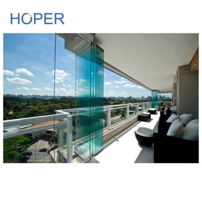 China Tempered Glass Modern Frameless Folding Glass Doors Material for sale