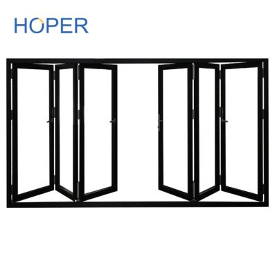 China Heat Insulation Contemporary Patio Aluminum Glazed Folding Doors Accordion Doors for sale