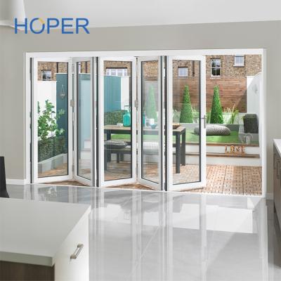 China Contemporary Heat Resistant Aluminum Folding Doors Bi Folding Glass Door for sale