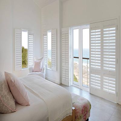 China Fixed Bathroom Window Plantation Shutters PVC for sale