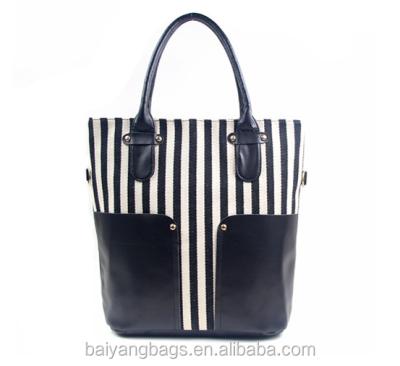 China 2021 Fashion Hot Selling Polyester Add PU Bags Handbag Lady Handbag Tote Bag for sale