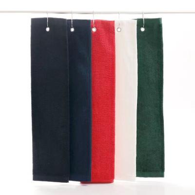 China Sustainable High Quality 100% Cotton Terry Golf Towel With Metal Clip for sale