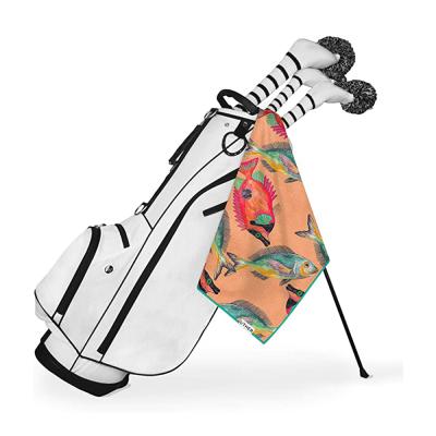 China Golf Custom Printed Waterproof Golf Towel Set With Brush for sale