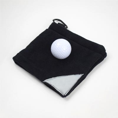 China QUICK DRY Custom Double Layer Cotton Terry Golf Club Ball Cleaning Towel With Carabiner Hook for sale