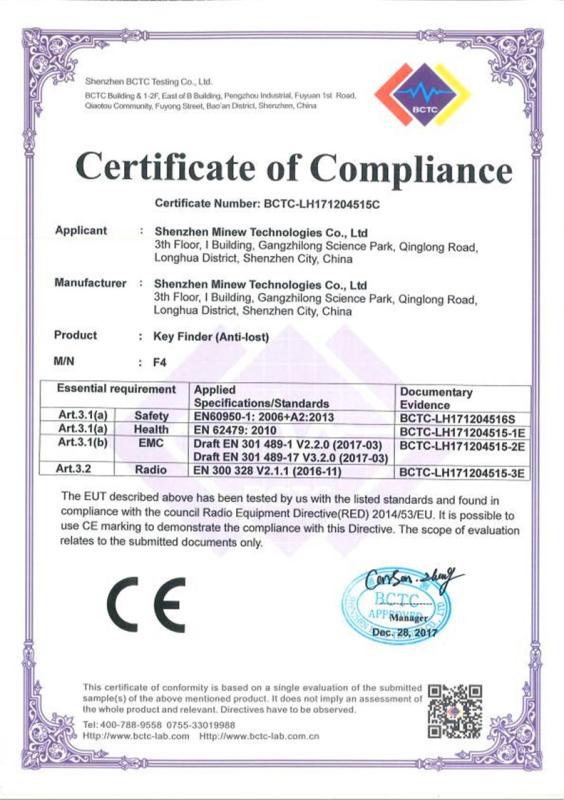 CE - Shenzhen Minew Technologies Co., Ltd.