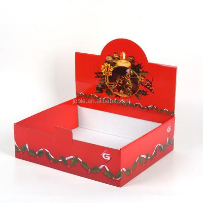 China Recyclable Supermarket Display Rack Christmas Gift Presentation Box Customized Design Box E-fluted Corrugated Cardboard Rack for sale