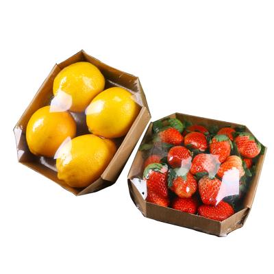 China Recyclable orange general fruit tray strawberry boat type packing box is disposable supermarket kraft paper box for sale