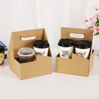 China Recyclable Low Price Full Color 4 Printing Coffee Or Stand Beverage Cups Carrier Popular Hold With Corrugated Handle Box for sale