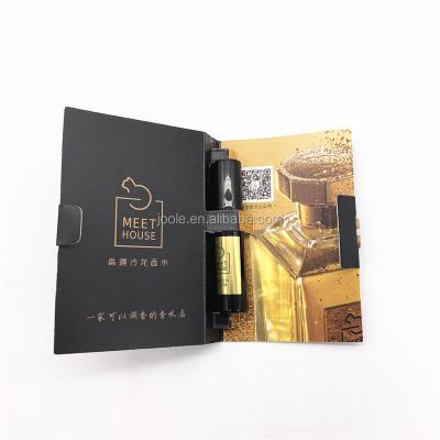 China Perfume Cosmetics Sample Packaging Folding Card 2ml 5ml Attendance Card Eco-friendly Customized Printing for sale